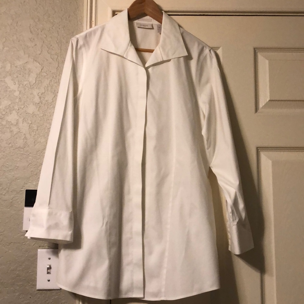 Crisp L/S white tailored oxford tunic never worn